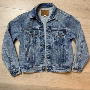 Rare Vintage LEVIS acid wash Denim Trucker Jean Jacket Made in USA gold tab